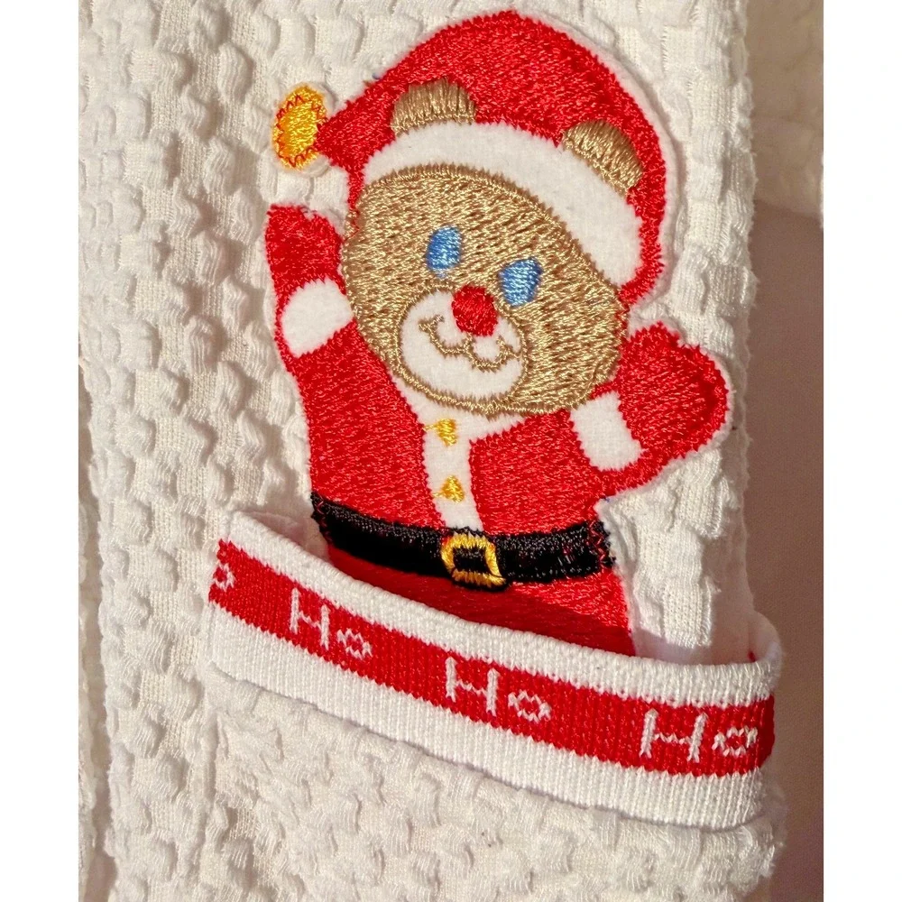 Vtg EUC Carter's Santa Bear Ho Ho Waffle Knit Snap Button Sleeper M (12–17 lbs)